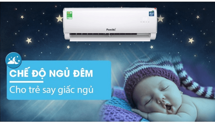 Funiki HSC24TMU được trang bị chế độ Sleep thông minh giúp tự động điều chỉnh nhiệt độ theo từng giai đoạn của giấc ngủ.