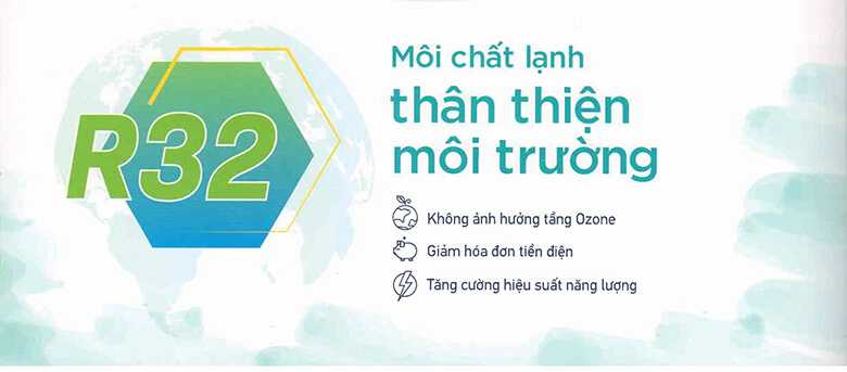 Funiki HSH10TMU sử dụng gas R32, loại môi chất lạnh thế hệ mới được nhiều chuyên gia đánh giá cao về hiệu suất làm lạnh cũng như tính thân thiện với môi trường.