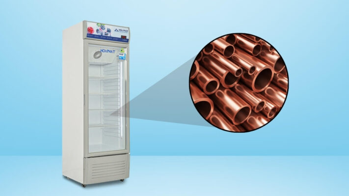 Dàn lạnh bằng đồng giúp tăng hiệu quả truyền nhiệt, giúp tủ làm lạnh nhanh, sâu và ổn định.